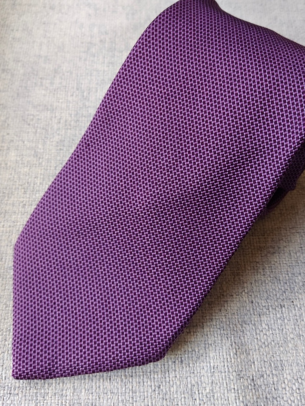 Brioni Tie Mens Purple Silk Thick Textured Geometric Solid Classic Luxury Italy